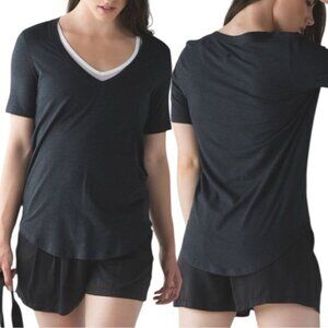 Lululemon Love Tee Size 4 Heathered Black Pima Cotton V-Neck